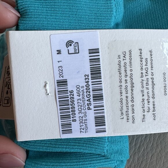 NEW GUCCI TIGHTS BLUE WHITE LOGO GG Sz M 100% Authentic - Picture 3 of 6